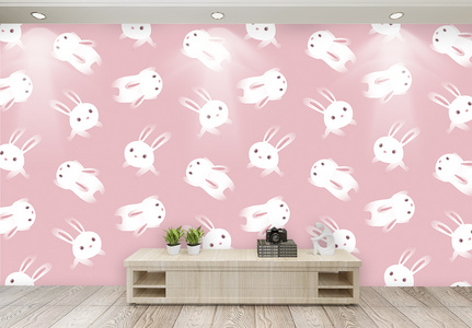 可爱兔子背景墙图片