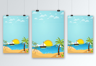 夏日旅游海报背景海边海报背景高清图片素材