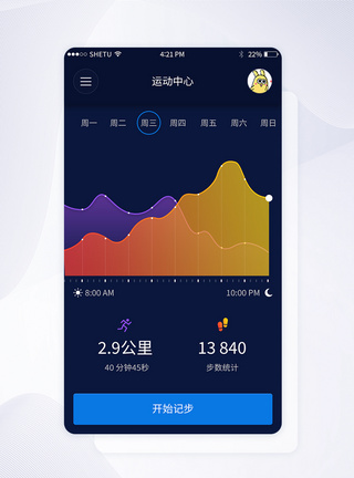 UI设计手机运动app记步界面图片