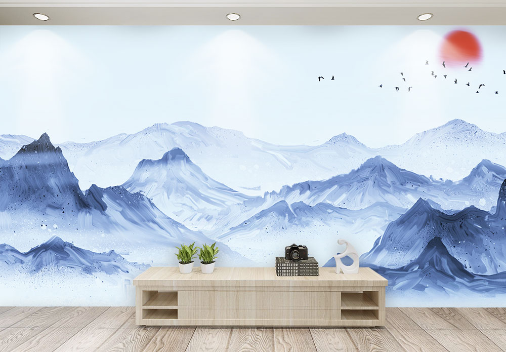 中国风山水画背景墙图片素材