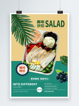 烟熏美味沙拉宣传海报模板