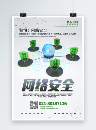网络病毒简洁网络安全宣传海报模板