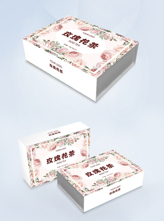 茶礼盒包装盒玫瑰花茶包装设计模板