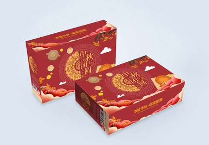 红色中秋佳节月饼礼盒图片