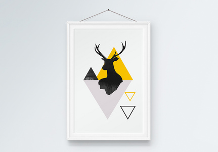 现代简约抽象麋鹿北欧小清新装饰画图片