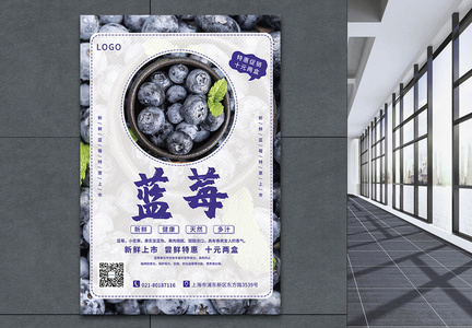 水果蓝莓促销海报设计图片