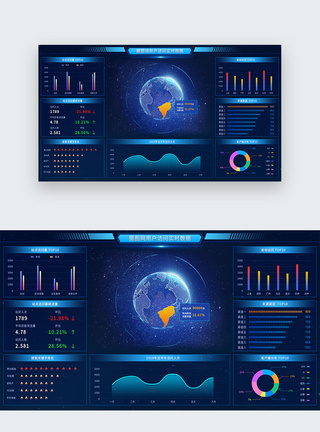数据地球UI设计web务用户活跃数据分析可视化界面模板