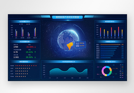 UI设计web务用户活跃数据分析可视化界面高清图片