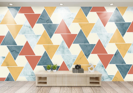 现代简约彩色几何菱形背景墙图片