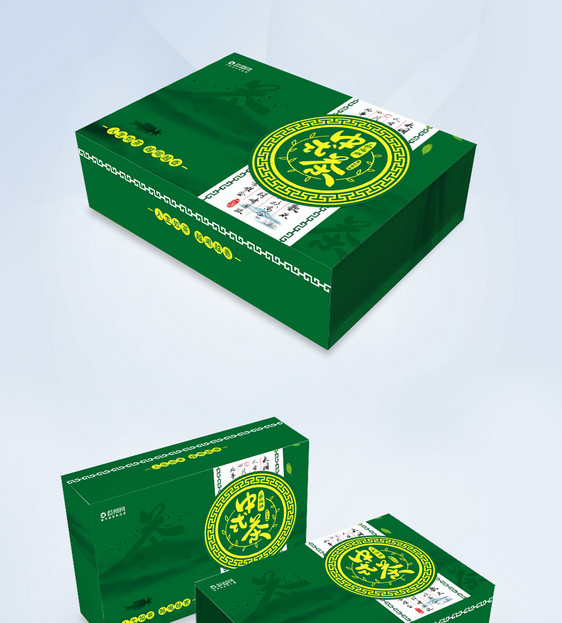 绿色茶叶礼盒包装设计图片