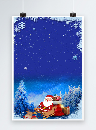圣诞雪夜蓝色背景图片