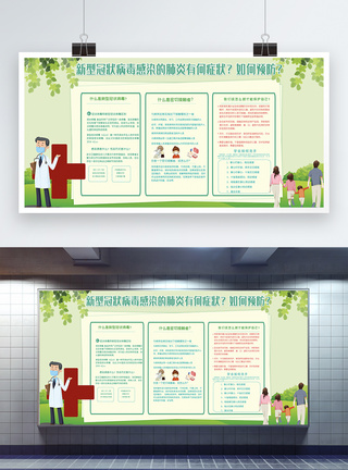 简约新型肺炎病毒公告栏展板图片