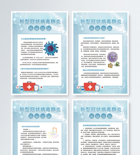 新型冠状病毒知识科普四件套展板图片