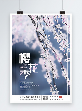 小清新樱花节宣传海报图片