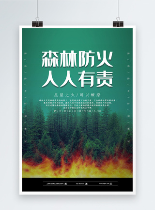 简约森林防火公益海报图片