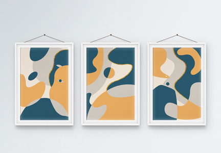 抽象艺术肌理三联框装饰画图片