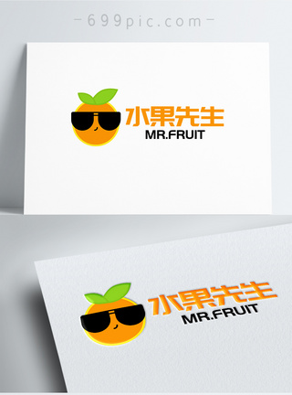 墨镜水果先生logo模板