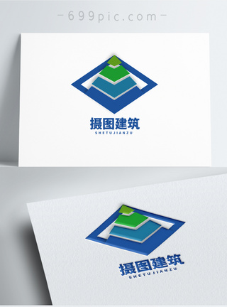 建筑公司简约几何图形logo设计图片