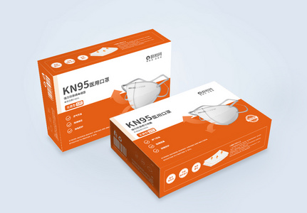 KN95医用口罩包装设计高清图片