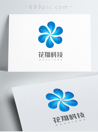 花朵图案花瓣科技公司logo设计模板