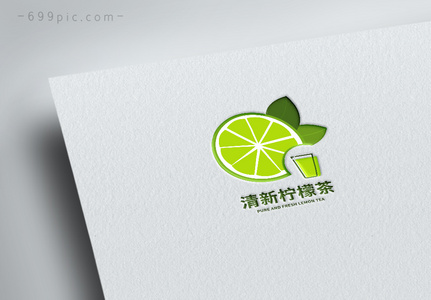 绿色清新柠檬果茶店logo设计高清图片