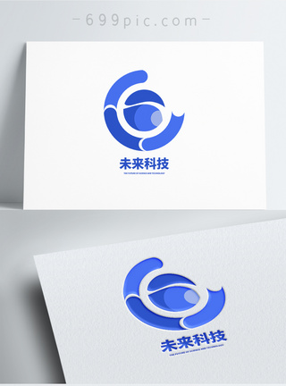 立体形状图案蓝色未来科技logo设计模板