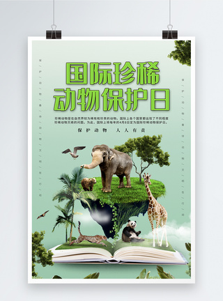 曼谷野生动物园国际珍稀动物保护日海报模板