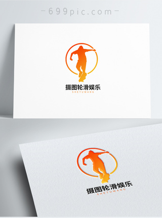 滑板男孩滑滑板的男孩图标logo设计模板