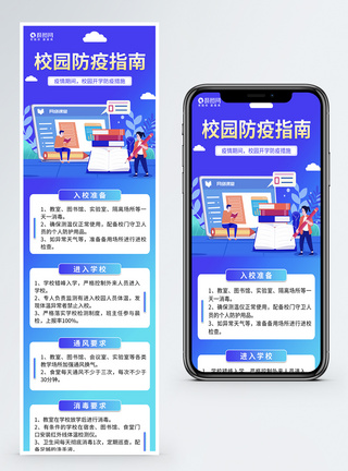 疫情指南学校开学校园防疫指南H5长图模板