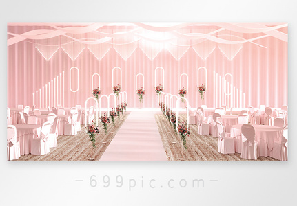 简约时尚粉色唯美婚礼效果图图片