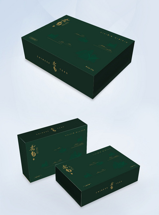 时尚简约深绿茶叶礼盒包装模板
