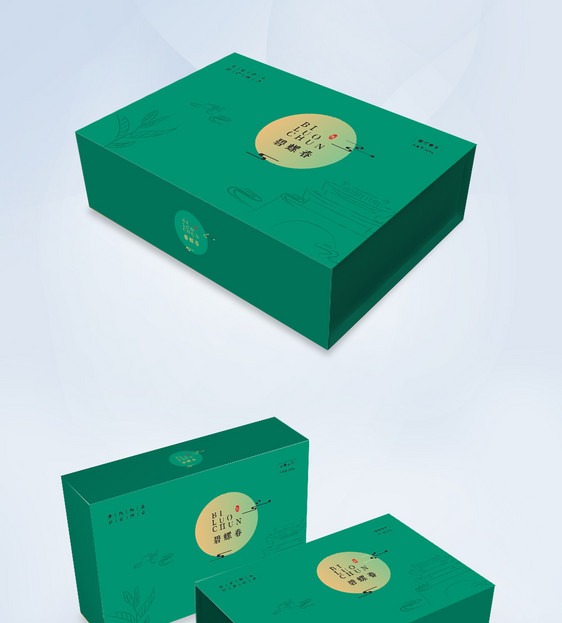 简约绿色茶叶礼盒包装图片
