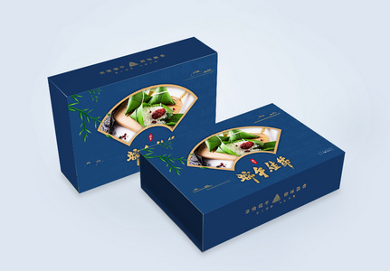 简约蓝色端午佳节粽子礼盒图片