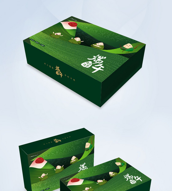 绿色粽叶端午佳节粽子礼盒图片