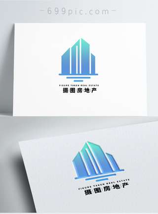 几何形状房地产高楼logo设计模板