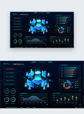 科技感UI数据可视化web页图片