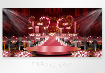 红色简约唯美婚礼效果图图片
