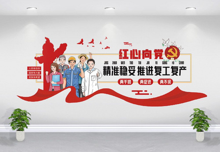 精准复工恢产建党宣传文化墙设计图片