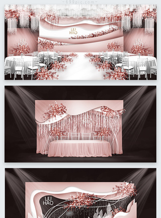 粉白色简约婚礼效果图图片
