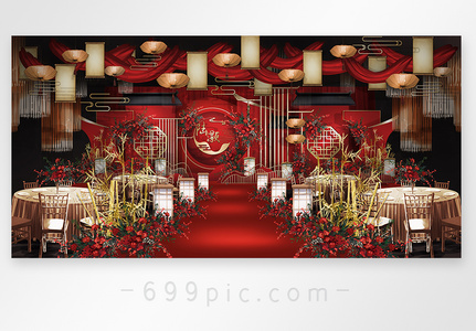 红金中式婚礼效果图高清图片