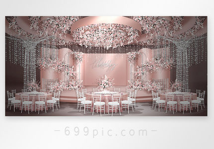 莫兰迪粉色婚礼效果图图片