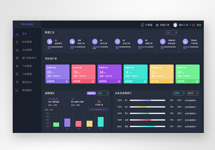 ui设计后台数据可视化web界面高清图片