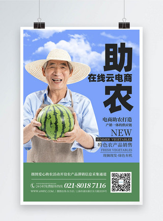 电商助农蔬菜水果农产品销售宣传海报模板