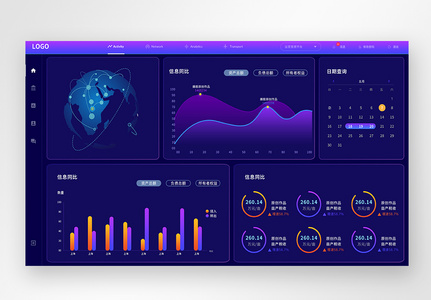 ui设计后台数据可视化web界面高清图片