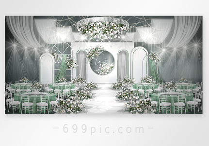 清新白绿色婚礼效果图高清图片