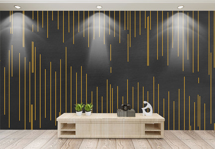 现代抽象金属音频图金色线条浮雕背景墙图片