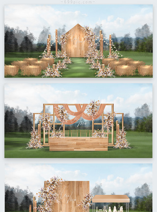 木板秋色婚礼效果图图片