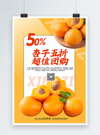 团购杏子简洁杏子水果促销海报模板