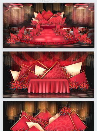 红色喜庆唯美婚礼效果图图片