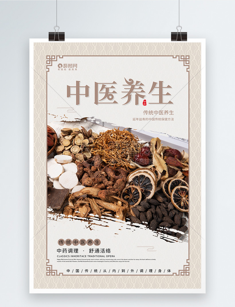 简约中国风中医养生中药海报